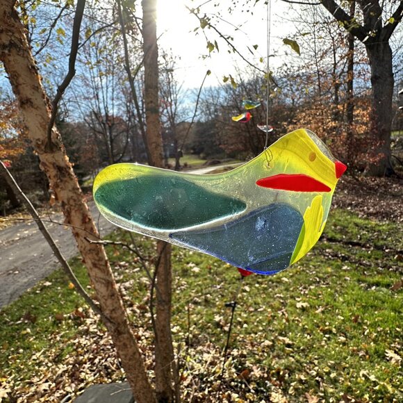 #3039 FUSED BIRD SUNCATCHER  HANDCRAFTED FUSED SUNCATCHER BIRD - Picture 2 of 7